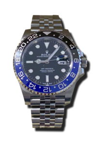 Montre luxe acier lunette 24h bleu/noir