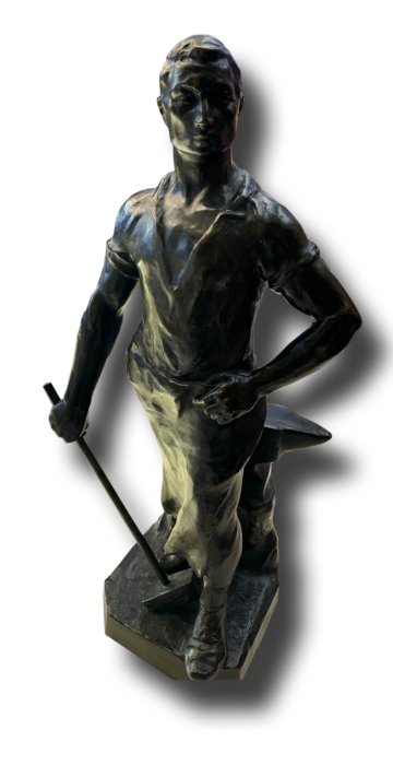 Sculpture bronze forgeron et enclume