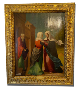 Tableau ancien scène figurative encadré doré