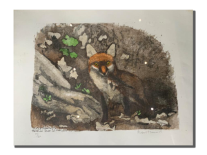 Tableau animalier renard encadré