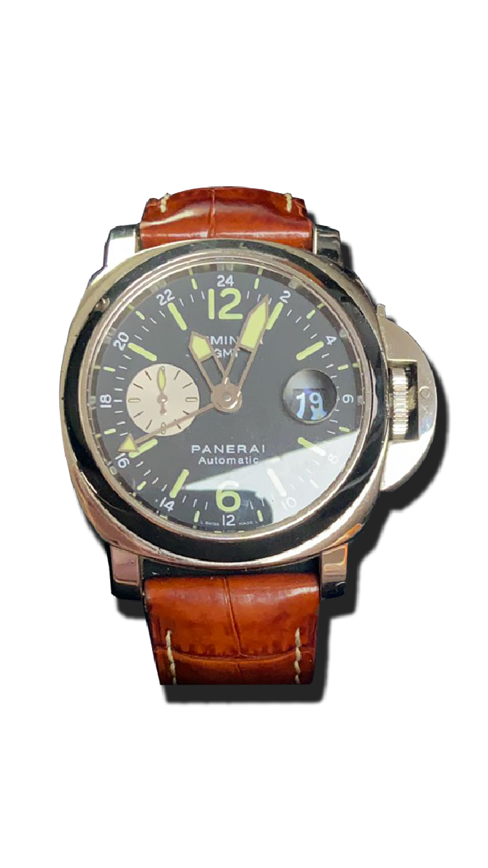 Montre de collection automatique, cadran noir avec date et petite seconde, bracelet cuir