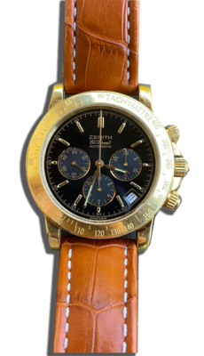 Chronographe vintage doré cadran noir