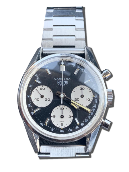 Chronographe vintage acier cadran noir