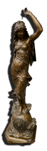 Pendule en bronze Art nouveau avec femme sculptée