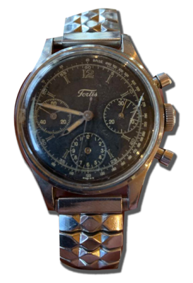 Montre vintage dorée cadran noir