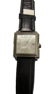 Montre vintage rectangulaire cuir noir