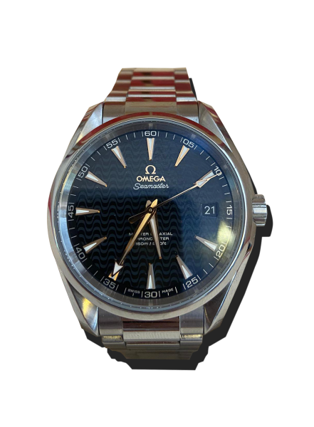 Montre vintage de luxe en acier avec bracelet métal, cadran bleu foncé