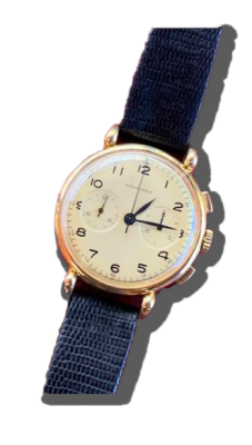 Montre vintage dorée bracelet cuir bleu